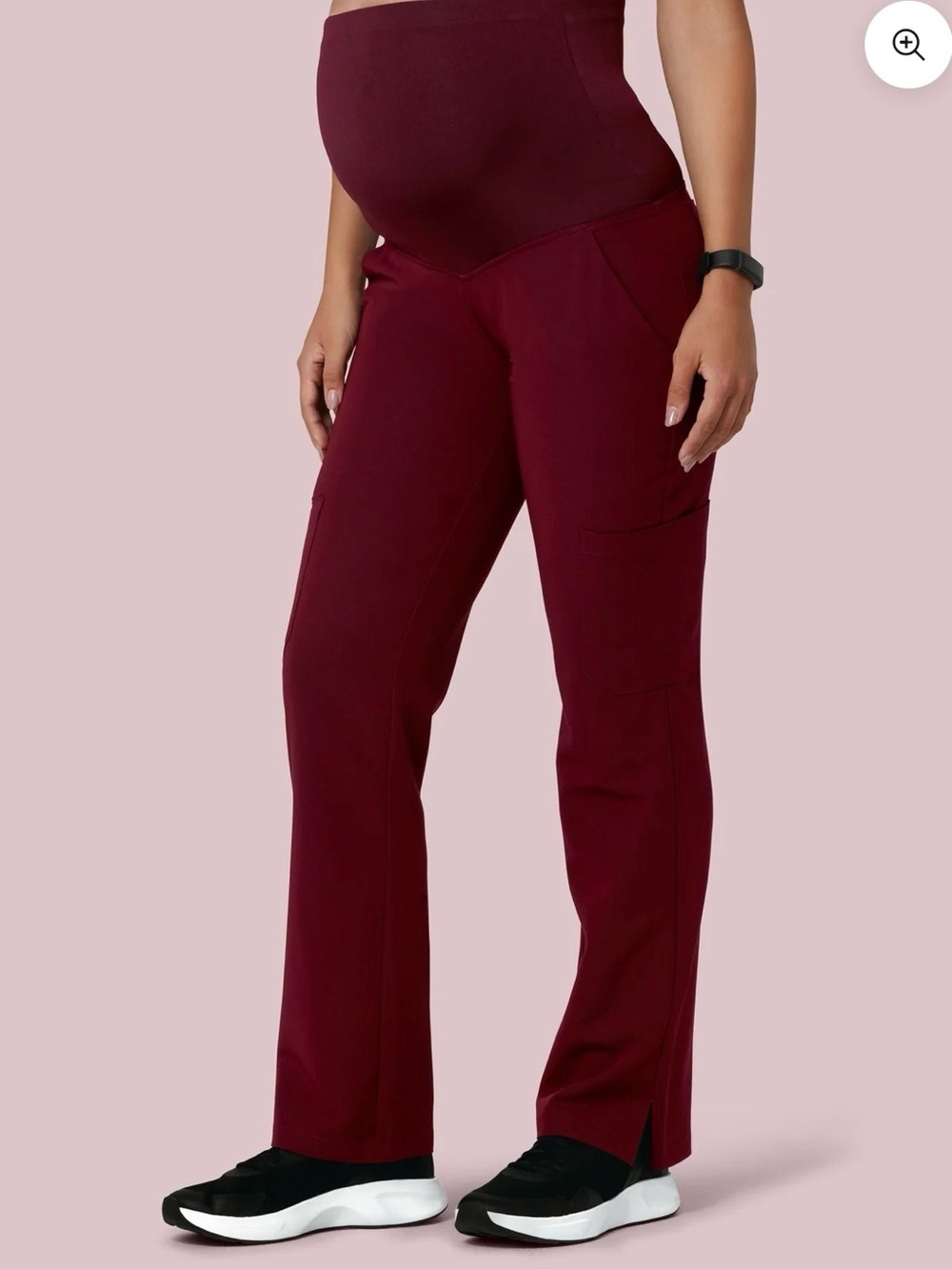Maternity Straight-Leg Pants in Burgundy